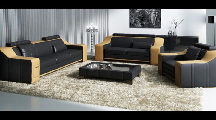 Leather Sofa Couch Living landscape 3+2+1 Seater Suite Modern Sofa Sets new