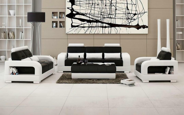 Modern leather sofa couch sofa set 3+2+1 sets design sofa home24
