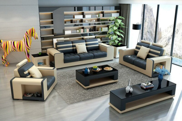 Luxury Sofa set 3+2+1 Seater Living landscape Sofa Couch Upholstery Suite Sofas Leather