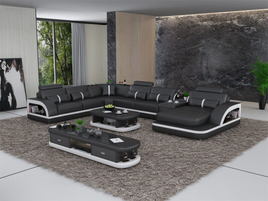 Leather sofa Corner sofa Suite Upholstery U-shape Couch Sofa Design Corner suite