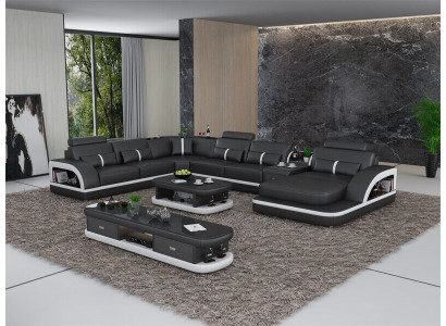 Leather sofa Corner sofa Suite Upholstery U-shape Couch Sofa Design Corner suite