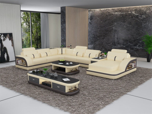 Leather sofa Corner sofa Suite Upholstery U-shape Couch Sofa Design Corner suite