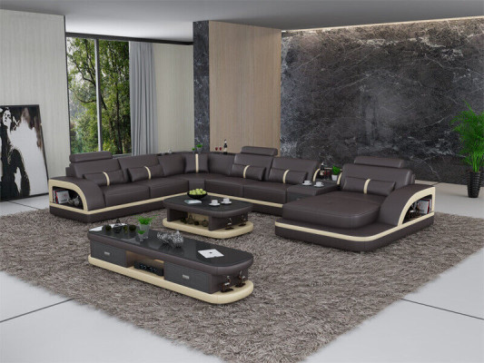 Leather sofa Corner sofa Suite Upholstery U-shape Couch Sofa Design Corner suite