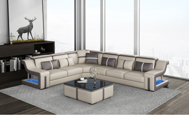 Corner sofa Sofa Couch Upholstery L-shape Living landscape Seating set Sofas