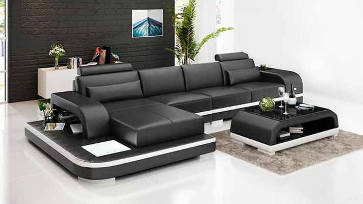 Design Living landscape Corner sofa Upholstery Corner suite Leather sofa Luxury seating set