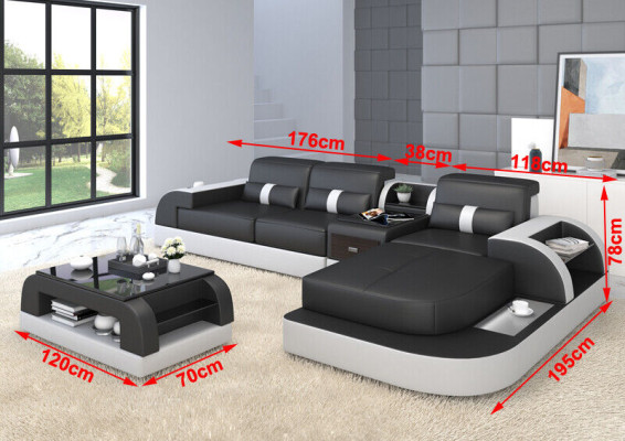 Corner sofa L-shape Living landscape Sofa Couch Upholstery Corner Suite Leather