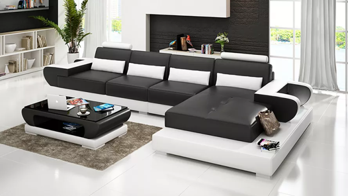 Sofa Leather sofa Corner sofa Upholstered suite Couch Corner suite Living landscape Upholstery