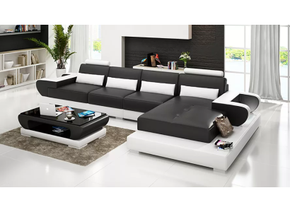 Sofa Leather sofa Corner sofa Upholstered suite Couch Corner suite Living landscape Upholstery