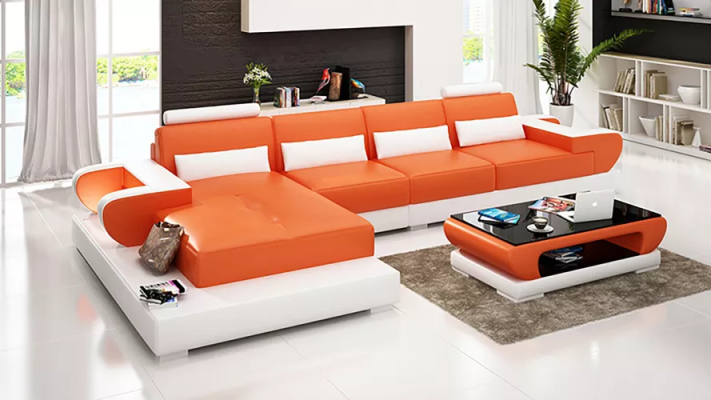 Sofa Leather sofa Corner sofa Upholstered suite Couch Corner suite Living landscape Upholstery