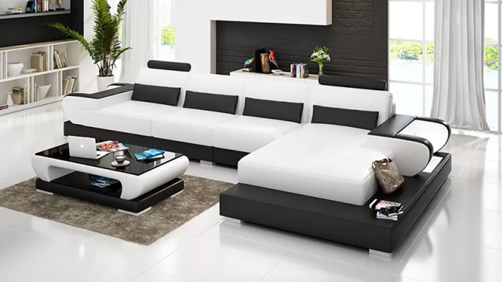 Sofa Leather sofa Corner sofa Upholstered suite Couch Corner suite Living landscape Upholstery