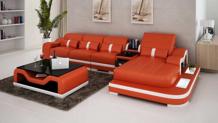 Corner sofa Fabric L-shape Bed function Couch Design Upholstery Textile Leather Corner