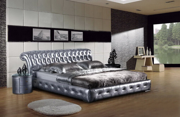 Leather Bed Upholstery Design Luxury Double Hotel Sleep Room Beds