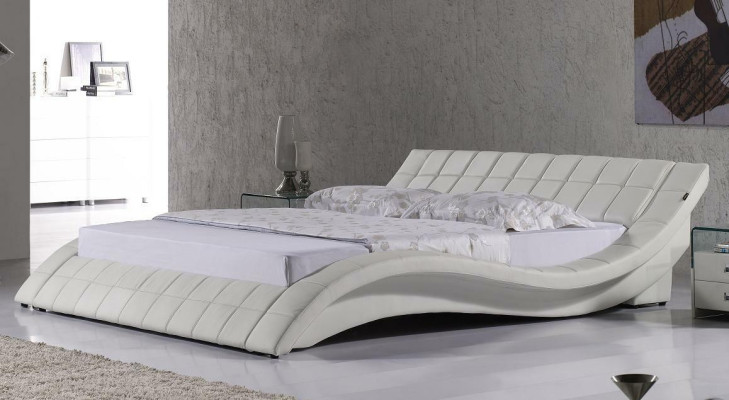 Designer Upholstered bed White Bed Beds Leather bed Double bed Marriage bed Designer bed