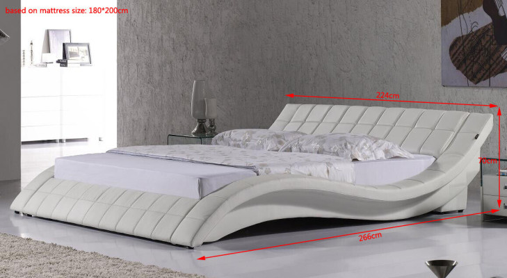 Designer Upholstered bed White Bed Beds Leather bed Double bed Marriage bed Designer bed