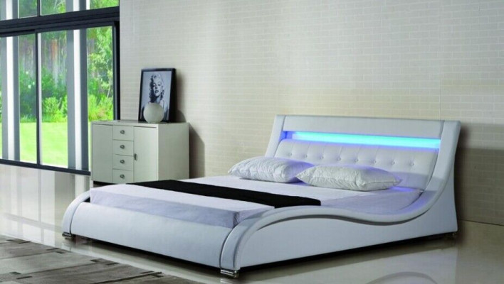 Leather bed Upholstered bed Bed Beds Leather Leather Upholstery Marriage with lighting