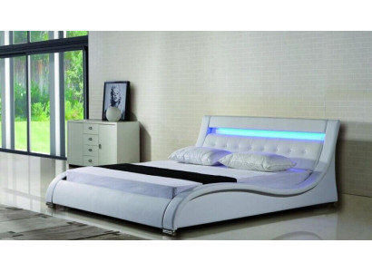 Leather bed Upholstered bed Bed Beds Leather Leather Upholstery Marriage with lighting
