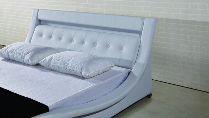 Leather bed Upholstered bed Bed Beds Leather Leather Upholstery Marriage with lighting