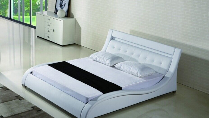 Leather bed Upholstered bed Bed Beds Leather Leather Upholstery Marriage with lighting