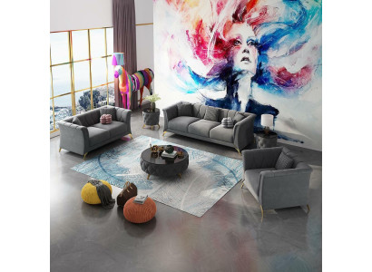 Designer Chesterfield Sofa set Sofa Couch Upholstery Set Velvet 321 Seat Couches