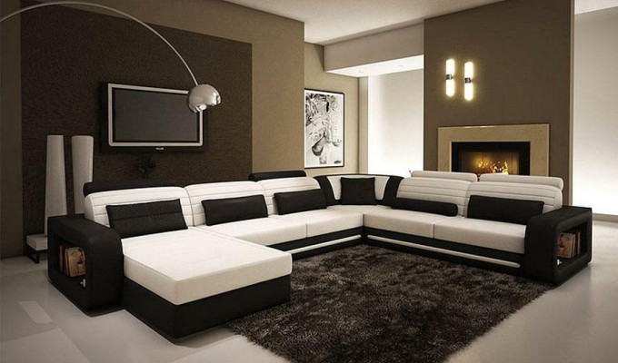 U-shape Sofa Couch Upholstery Corner sofa Suite Living landscape Leather Design