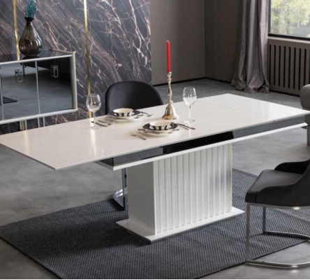 Luxury Table Dining room Set Suite Dining table + 4x armchair Chest of drawers Mirror 7 pieces.