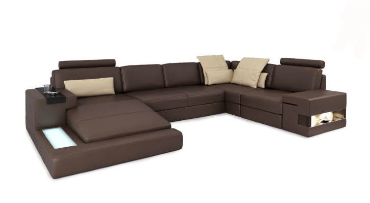 U-shape Sofa Couch Upholstery Suite Living landscape Corner sofa Design Leather