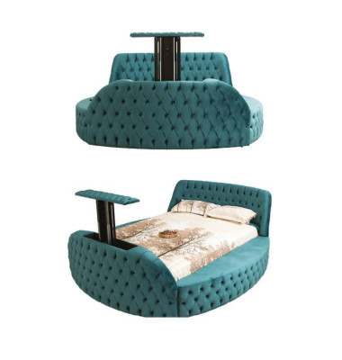 Multifunction Bed Shelf USB Charging Station Double Textile Beds 180x200