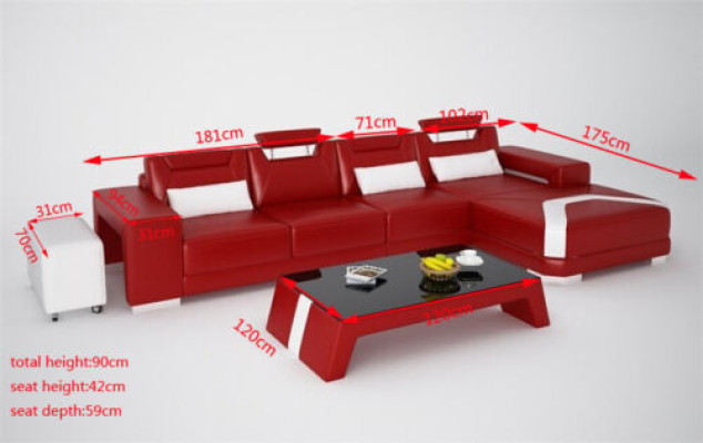 Suite Furniture Living room Complete Set 3pcs. Corner sofa sofa stool table