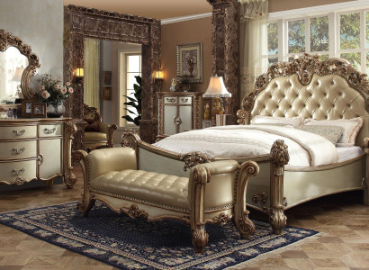 Bed 2x Bedside table 3 pieces. Classic s Bedroom Set Luxury Baroque Rococo