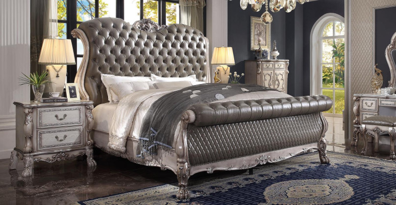 Design Baroque Luxury Furniture Bedside table Beds 180x200 Bed 3pcs. Bedroom set