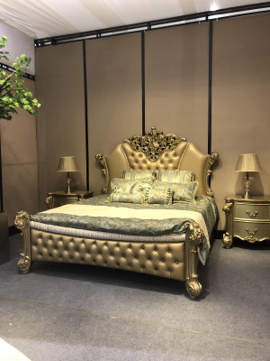 Bedroom 3 pcs. Set Bed 2x Bedside table Console Beds Double Luxury