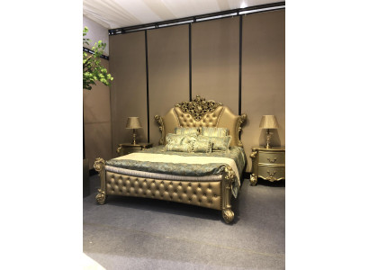 Bedroom 3 pcs. Set Bed 2x Bedside table Console Beds Double Luxury