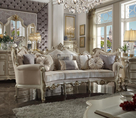Semicircular four-seater living room couch textile baroque rococo luxury sofa