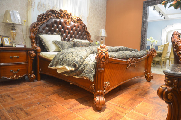 Bed Upholstery Design Luxury Double Hotel Beds Sleep Room Decoration Leather