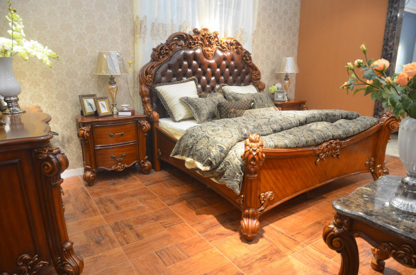 Bed Upholstery Design Luxury Double Hotel Beds Sleep Room Decoration Leather