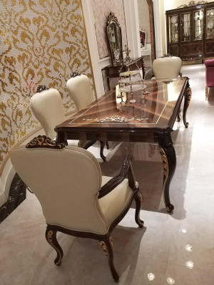 Dining table 4 Chairs Chair Dining room Deco Suite Rococo Baroque Table Tables