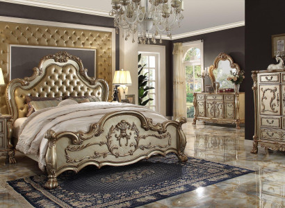 Bedroom Set Bedside tables Bed 5 pieces. Classic Baroque Rococo Antique Style Wood