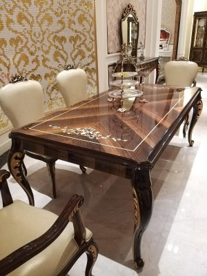 Dining table 4 Chairs Chair Dining room Deco Suite Rococo Baroque Table Tables