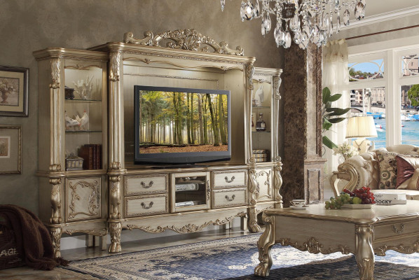 TV Wall Wood Style Baroque Shelf Living room Furniture Wardrobe new Classic