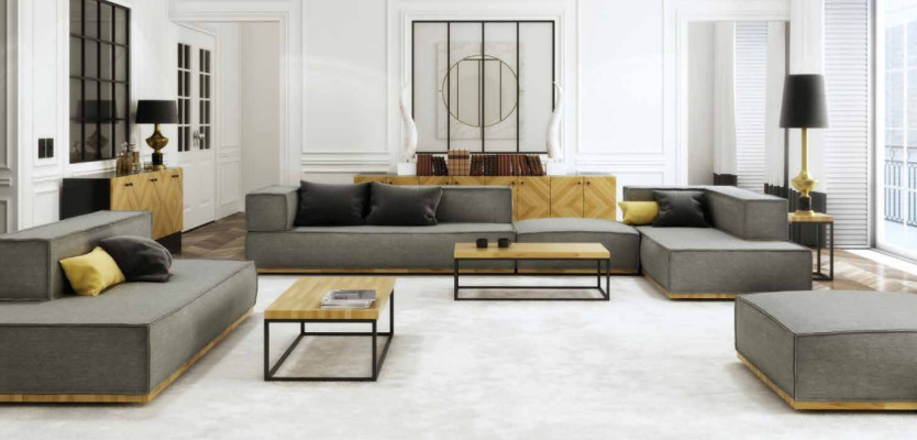 Corner sofa L-shape Luxury Suite Sofa Fabric Sofas Upholstery Seat Corner Modern Gray