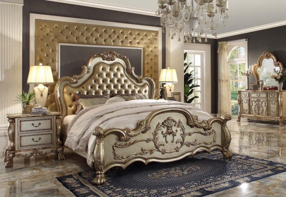 Classic s Bed Baroque Chesterfield Rococo Style Hotel Double Leather Antique