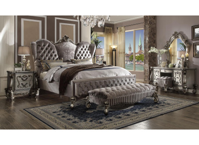 Bed Upholstered bed Luxury Double Bedroom Decorative Baroque Wood Leather Beds Bed Upholstered bed Luxury Double Bedroom Decorative Baroque Wood Leather Beds