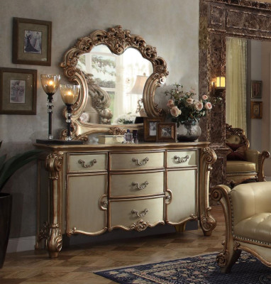 Buffet Sideboard Chest of drawers Mirror Real Handcraft Wood Classic Baroque Rococo