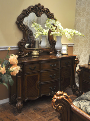 Noble Chest of drawers Buffet Chests of drawers Wardrobe + Mirror Baroque Rococo Sideboard Wood new