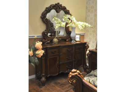 Noble Chest of drawers Buffet Chests of drawers Wardrobe + Mirror Baroque Rococo Sideboard Wood new