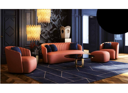 Set 3pcs. Sofa set 3+2+1 Seater Suite Sofa Fabric Sofas Armchair Orange new