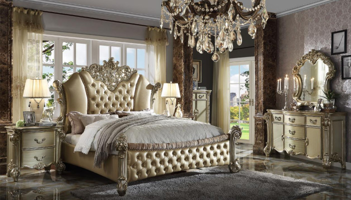 Bedroom Set Bedside tables Bed 5 pieces. Baroque Rococo Antique Style Wood
