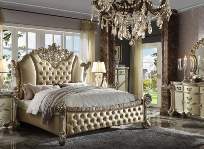 Bedroom Set Bedside tables Bed 5 pieces. Baroque Rococo Antique Style Wood