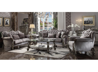 Chsterfield Sofa set Couch Upholstery Group Classic 3+2+1 Seater Set Wood Sofa