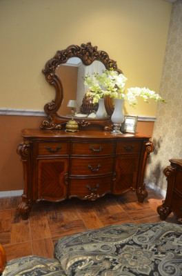 Buffet Sideboard Chest of drawers Mirror Real Handcraft Wood Baroque Rococo